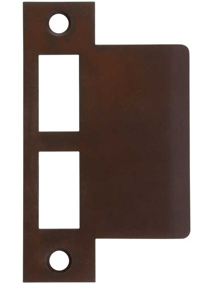 Solid Brass Mortise Lock Strike Plate - 2 1/4-Inch Extended Lip in Oil-Rubbed Bronze.